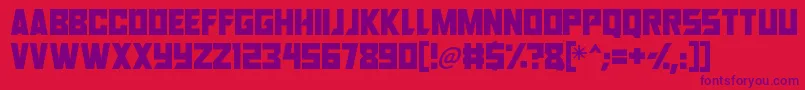 Robot Renegades-Schriftart – Violette Schriften auf rotem Hintergrund