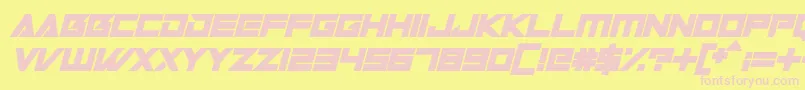 Robot World Italic-fontti – vaaleanpunaiset fontit keltaisella taustalla