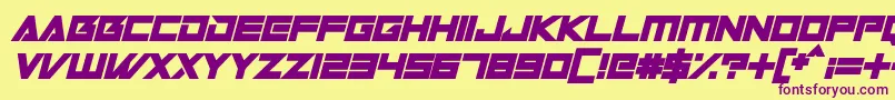 Robot World Italic-fontti – violetit fontit keltaisella taustalla