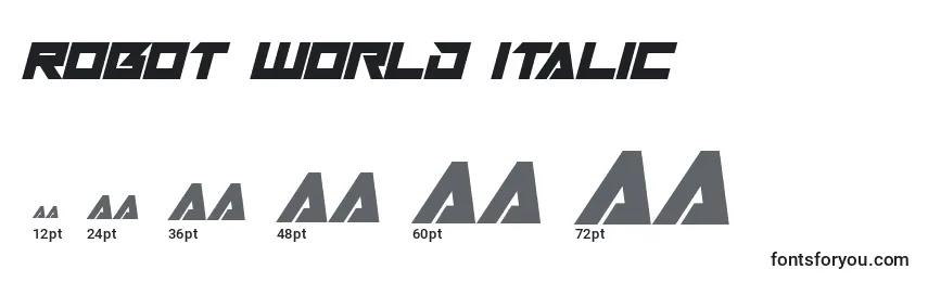 Größen der Schriftart Robot World Italic