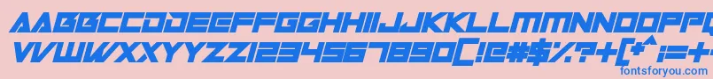 Fonte Robot World Italic – fontes azuis em um fundo rosa
