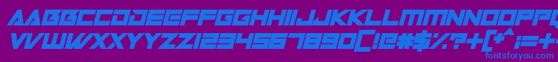 Robot World Italic-fontti – siniset fontit violetilla taustalla