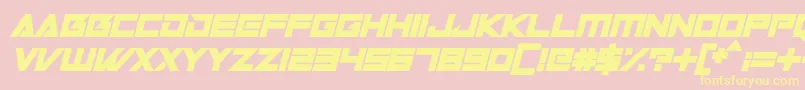 Fonte Robot World Italic – fontes amarelas em um fundo rosa