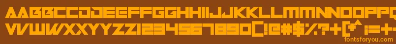 Weitere Informationen zur Robot World-Schriftart Robot World-Schriftart – Orangefarbene Schriften auf braunem Hintergrund