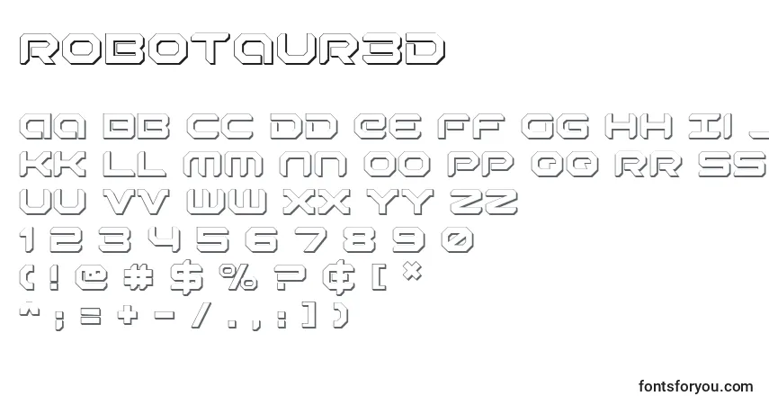 A fonte Robotaur3d (138868) – alfabeto, números, caracteres especiais