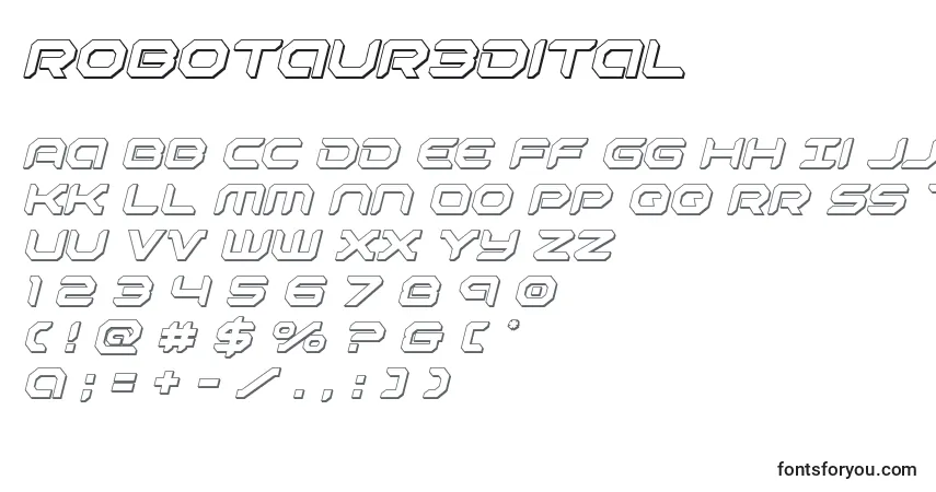 Schriftart Robotaur3dital – Alphabet, Zahlen, spezielle Symbole
