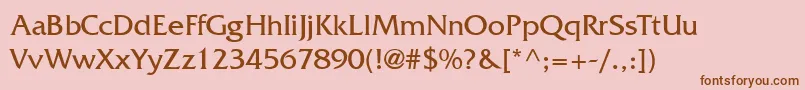 Fonte MusterLightSsiThin – fontes marrons em um fundo rosa