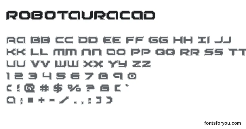 A fonte Robotauracad – alfabeto, números, caracteres especiais