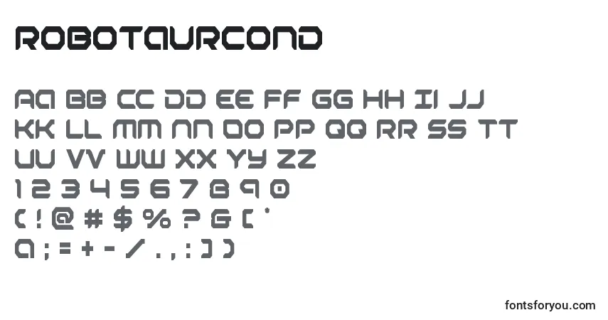 A fonte Robotaurcond – alfabeto, números, caracteres especiais