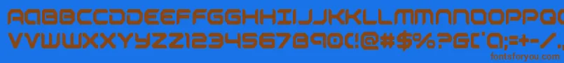 robotaurcond-Schriftart – Braune Schriften auf blauem Hintergrund