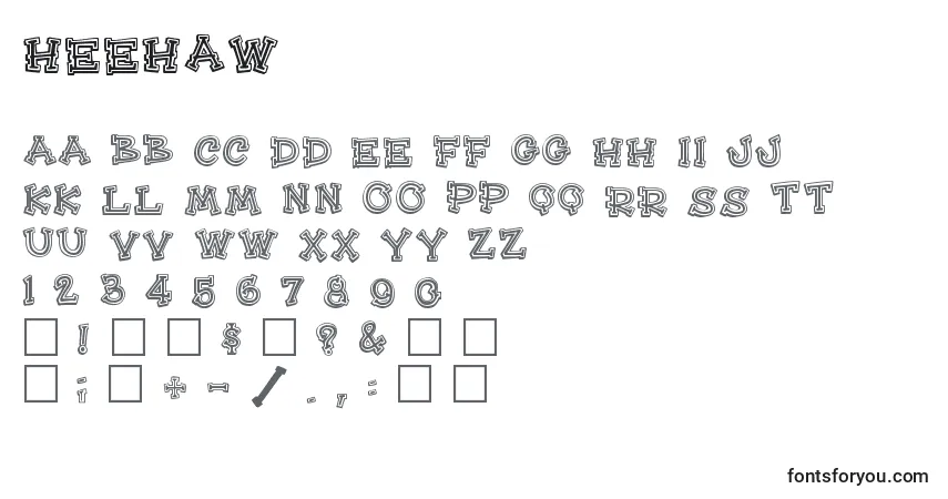 Heehaw-fontti – aakkoset, numerot, erikoismerkit