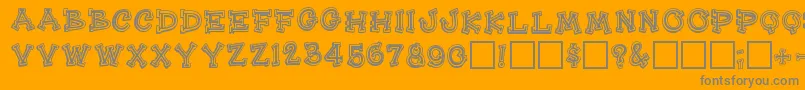 Heehaw-Schriftart – Graue Schriften auf orangefarbenem Hintergrund