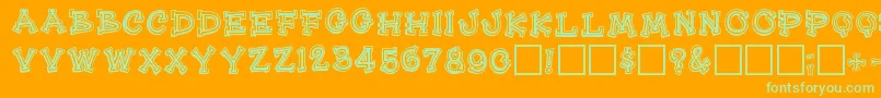 Heehaw-Schriftart – Grüne Schriften auf orangefarbenem Hintergrund