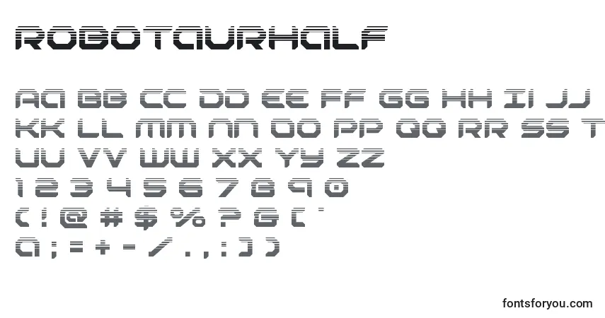 Robotaurhalf-fontti – aakkoset, numerot, erikoismerkit