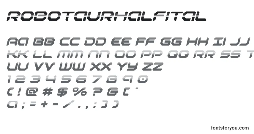 Czcionka Robotaurhalfital – alfabet, cyfry, specjalne znaki