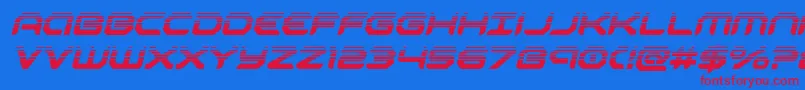 robotaurhalfital-Schriftart – Rote Schriften auf blauem Hintergrund
