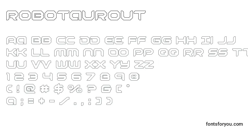 A fonte Robotaurout – alfabeto, números, caracteres especiais