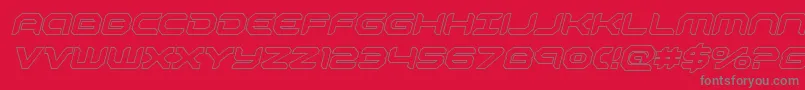 robotauroutital-Schriftart – Graue Schriften auf rotem Hintergrund