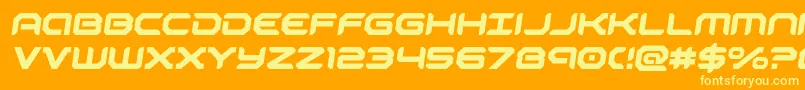 robotaursemital-Schriftart – Gelbe Schriften auf orangefarbenem Hintergrund