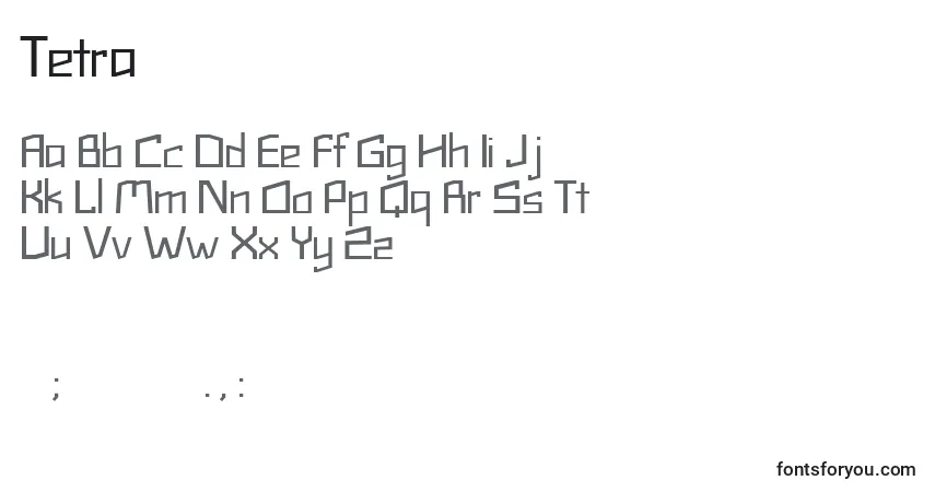 Czcionka Tetra – alfabet, cyfry, specjalne znaki