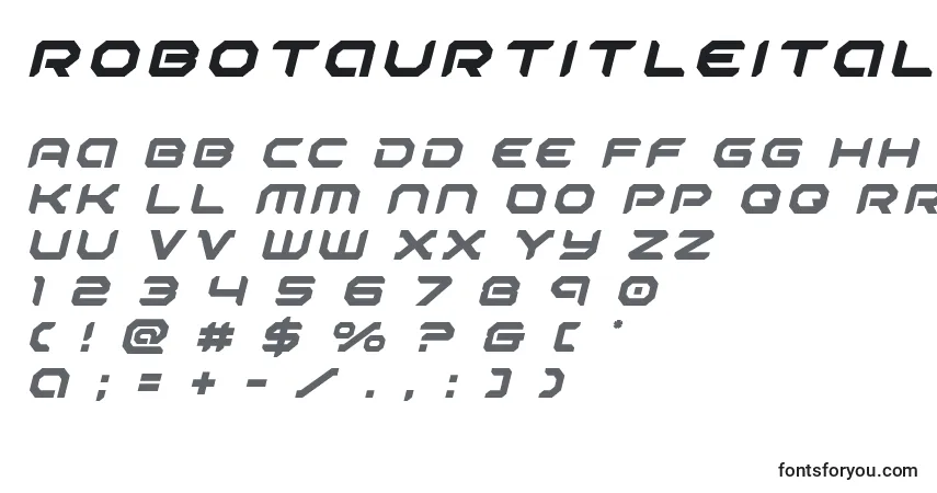 A fonte Robotaurtitleital – alfabeto, números, caracteres especiais