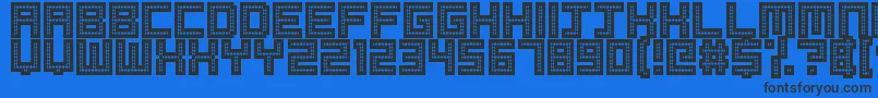 Robotic Harlequin II Font – Black Fonts on Blue Background