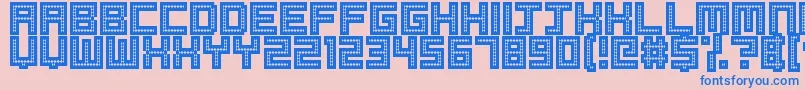 Robotic Harlequin II Font – Blue Fonts on Pink Background