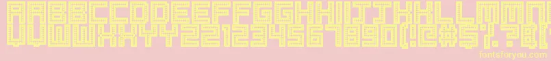 Robotic Harlequin II Font – Yellow Fonts on Pink Background