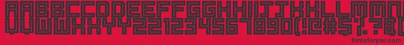 Robotic Harlequin Font – Black Fonts on Red Background