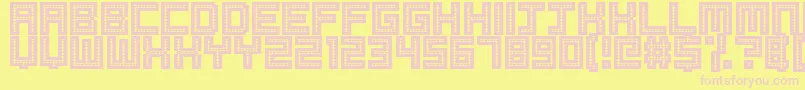 Robotic Harlequin Font – Pink Fonts on Yellow Background