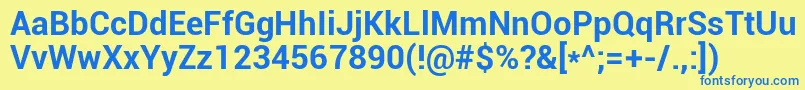 Roboto Bold-Schriftart – Blaue Schriften auf gelbem Hintergrund