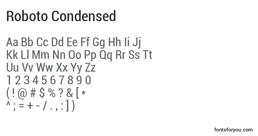 Roboto Condensedフォント–アルファベット、数字、特殊文字