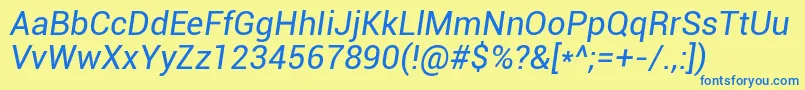 Roboto Italic Font – Blue Fonts on Yellow Background