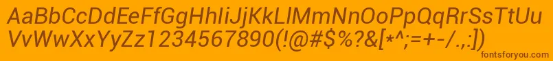 Roboto Italic Font – Brown Fonts on Orange Background