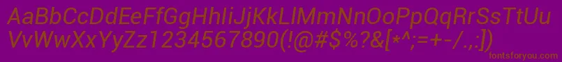 Roboto Italic Font – Brown Fonts on Purple Background