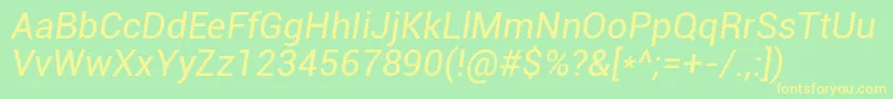Roboto Italic Font – Yellow Fonts on Green Background