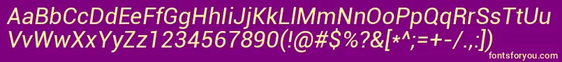 フォントRoboto Italic – 紫の背景に黄色のフォント