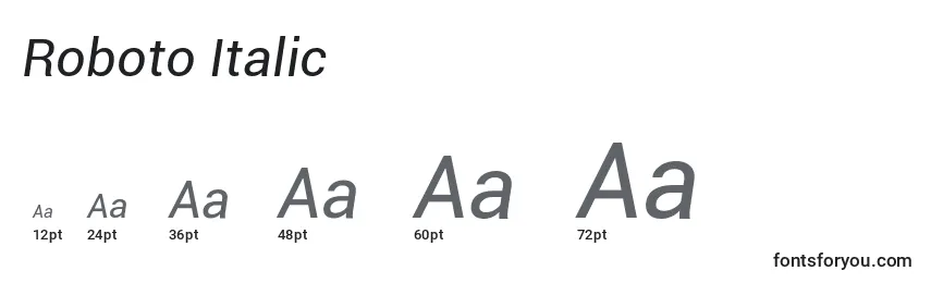 Размеры шрифта Roboto Italic
