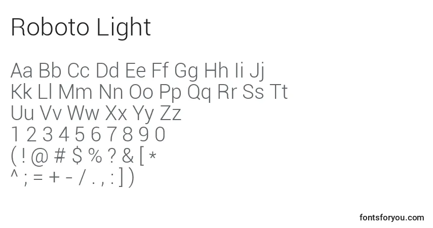 Шрифт Roboto Light – алфавит, цифры, специальные символы