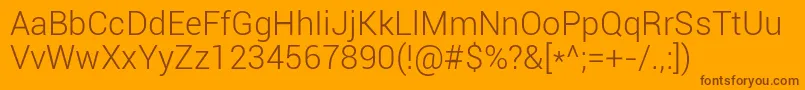 Roboto Light-Schriftart – Braune Schriften auf orangefarbenem Hintergrund