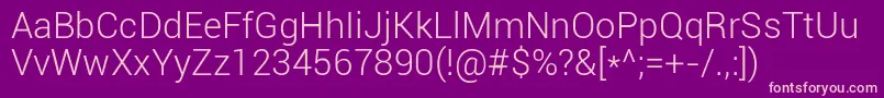 Roboto Light Font – Pink Fonts on Purple Background