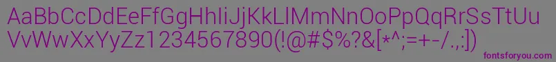 Roboto Light Font – Purple Fonts on Gray Background