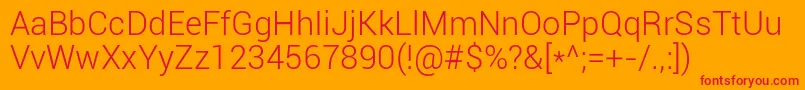 Roboto Light Font – Red Fonts on Orange Background