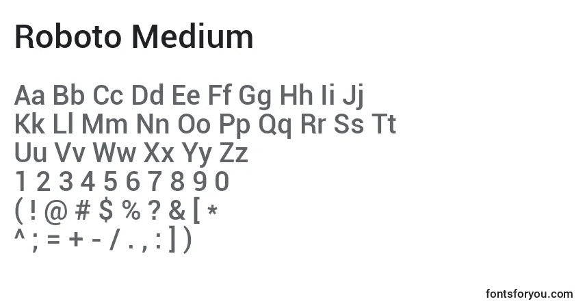 Czcionka Roboto Medium – alfabet, cyfry, specjalne znaki