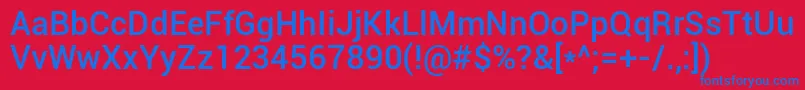Roboto Medium-Schriftart – Blaue Schriften auf rotem Hintergrund