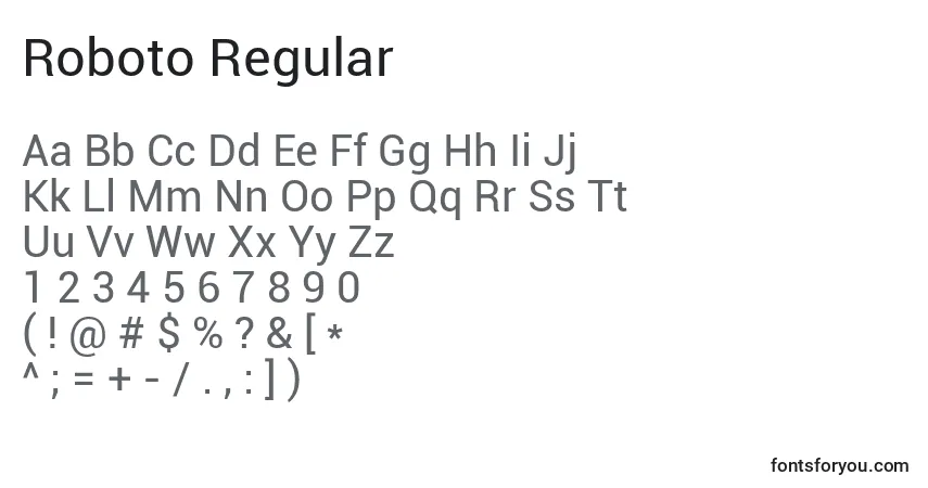 Schriftart Roboto Regular – Alphabet, Zahlen, spezielle Symbole