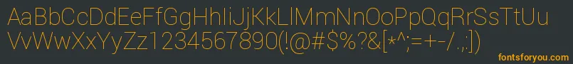 Roboto Thin Font – Orange Fonts on Black Background
