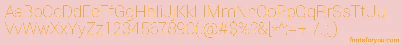 Roboto Thin Font – Orange Fonts on Pink Background