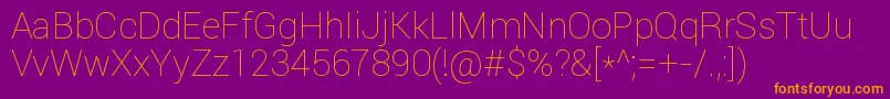 Roboto Thin Font – Orange Fonts on Purple Background