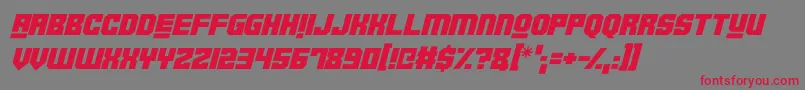 Czcionka Robotronica Italic – czerwone czcionki na szarym tle